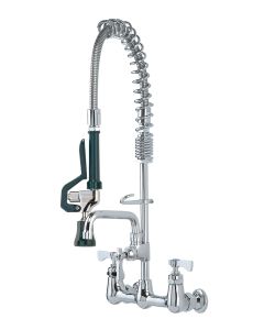 Krowne 18-708L Royal Series 8" Center Wall Mount Space Saver Pre-Rinse W/ Add On Faucet And 8" Spout, No Ring