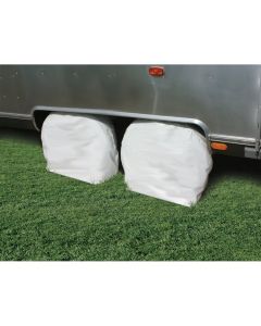 Camco 45321 Wheel & Tire Protector Covers - 24-26", Arctic White  Vinyl, Set/2  Bilingual