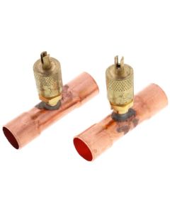 C&D Valve C&D-CD8412/2 C&D Tee With 1/4 M. Flare Access On 1/2" Copper Tube, Swaged At Each End For 1/2" Od Tube, Cd2250 Brass Wrench Cap And Valve"