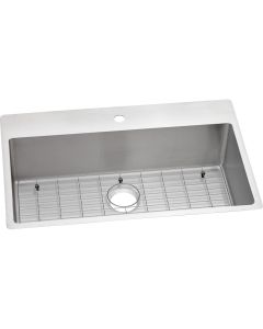 Elkay ECTSRS33229TBG1 Crosstown 18 Gauge Stainless Steel 33" x 22" x 9", Single Bowl Dual Mount Sink Kit