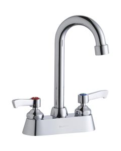Elkay LK406GN04L2 4" Centerset with Exposed Deck Faucet with 4" Gooseneck Spout 2" Lever Handles Chrome