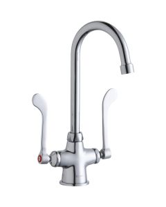 Elkay LK500GN05T6 Single Hole with Concealed Deck Faucet with 5" Gooseneck Spout 6" Wristblade Handles Chrome