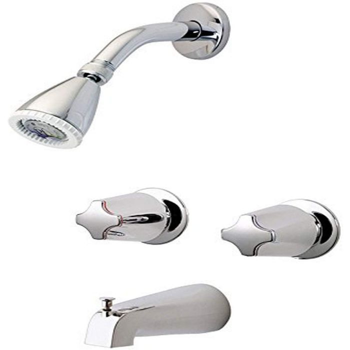 Pfister LG03-6110 2 Tub & Shower Faucet with Metal Knob Handles, Polished Chrome
