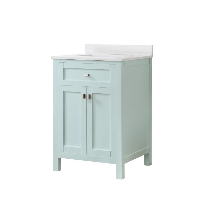 Cahaba CAVJUN24MJ Juniper 24 in. Vanity in Mint Julep with Engineered Stone Top and Ceramic Basin